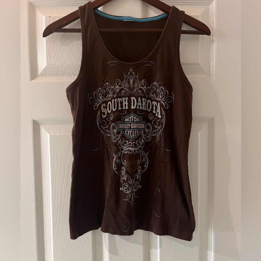 Harley-Davidson Sturgis South Dakota Tank Top Women’s Large Brown Graphic